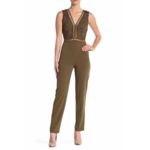 LACE Detail dressy JUMPSUIT- OLIVE